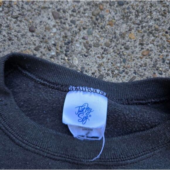 Vtg 90s Acid Wash Bleach Distressed Faded Blank Crewneck Sweatshirt Black XL - Picture 4 of 6